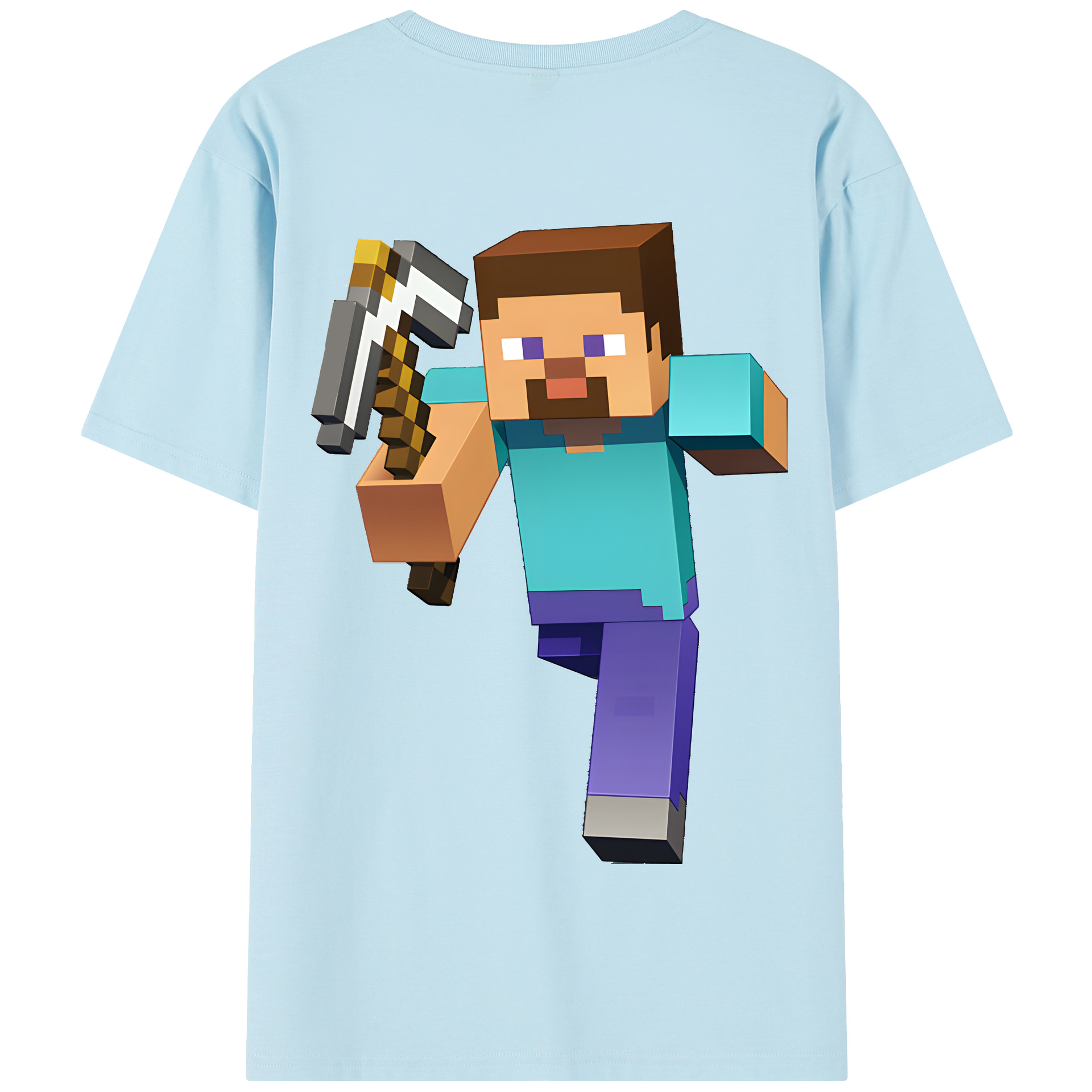 （画像用） マインクラフト ブロックの世界 Minecraft MC Block world 綿100％半袖Tシャツ（背面プリント）
